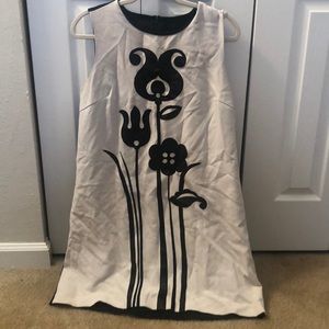 Black and White Floral Sleeveless Dress
